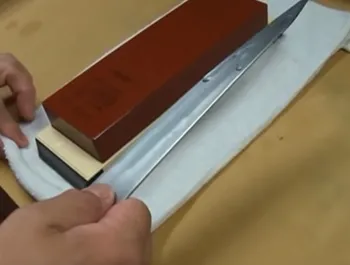 sharpening a stainless steel knife
